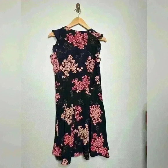 Rebecca Taylor Silk Navy Blue Floral Dress size 6 - Picture 7 of 7